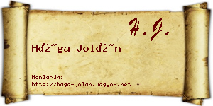 Hága Jolán névjegykártya